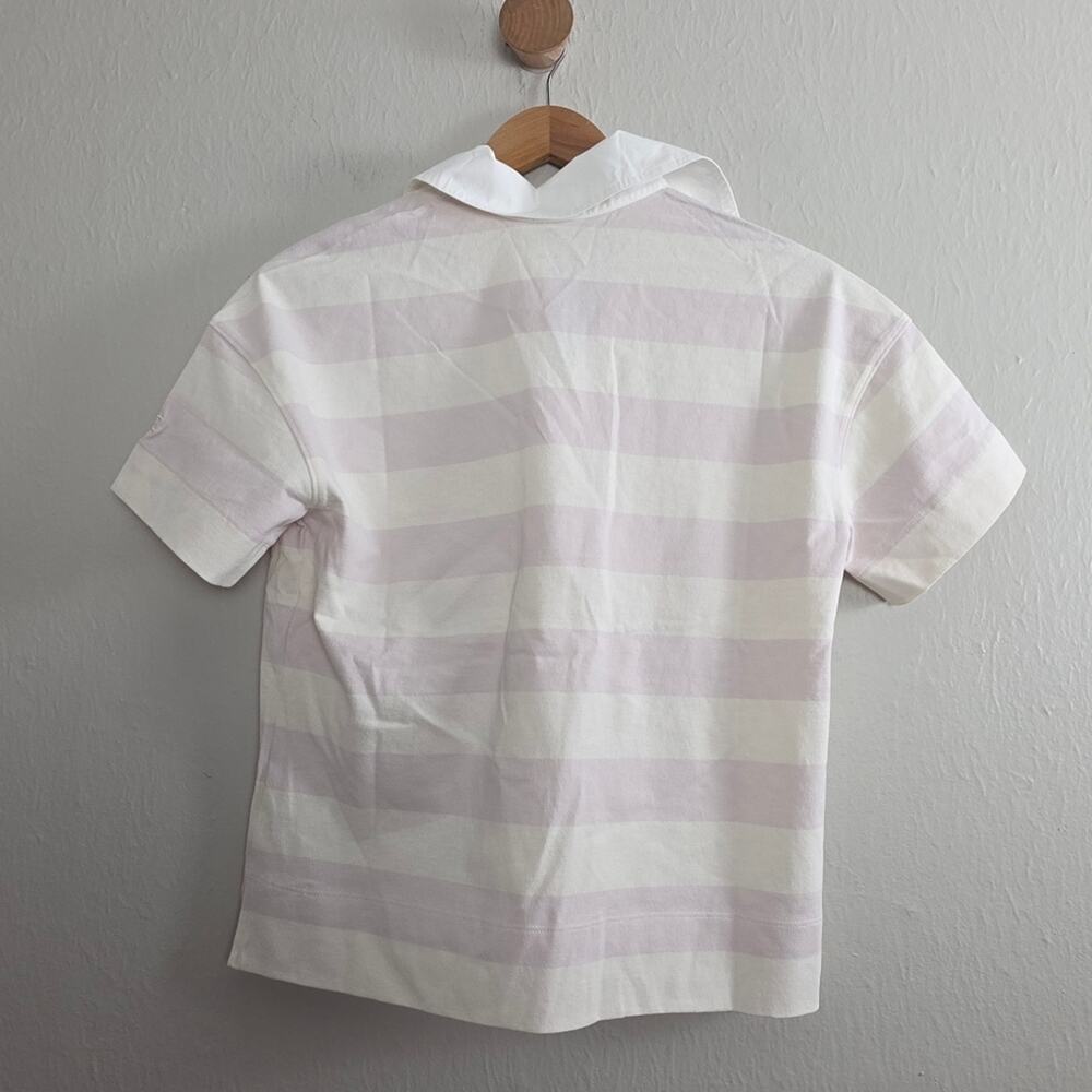 Everlane Orchid Stripe Polo Shirt Size XS Purple White Short Sleeve Cotton NEW - Picture 11 of 11